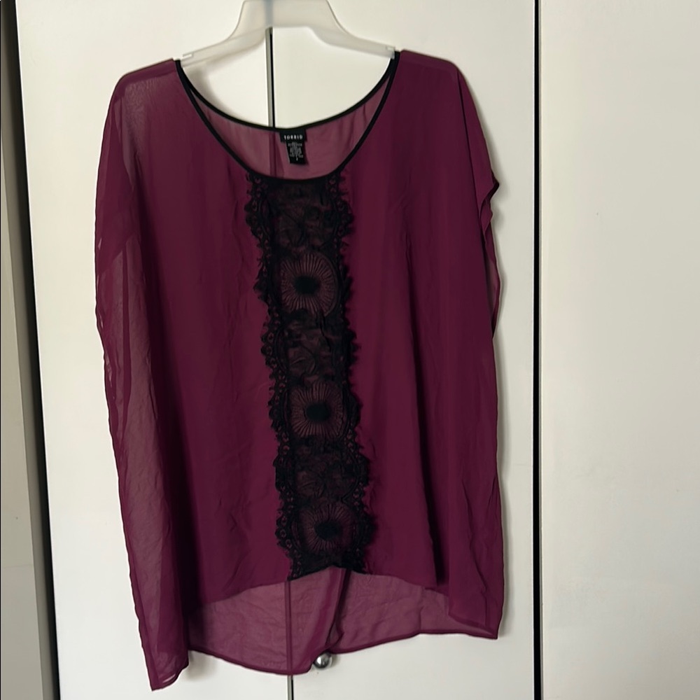 Torrid Purple Short Sleeve Boxy Blouse